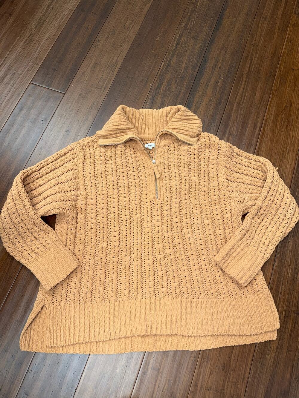 Cable Car Quarter Zip Sweater Brown Large Women’s